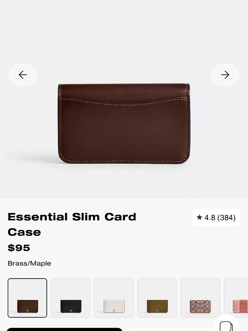 Coach Essential slim card case with Gold 'C' Hardware - Picture 6 of 7
